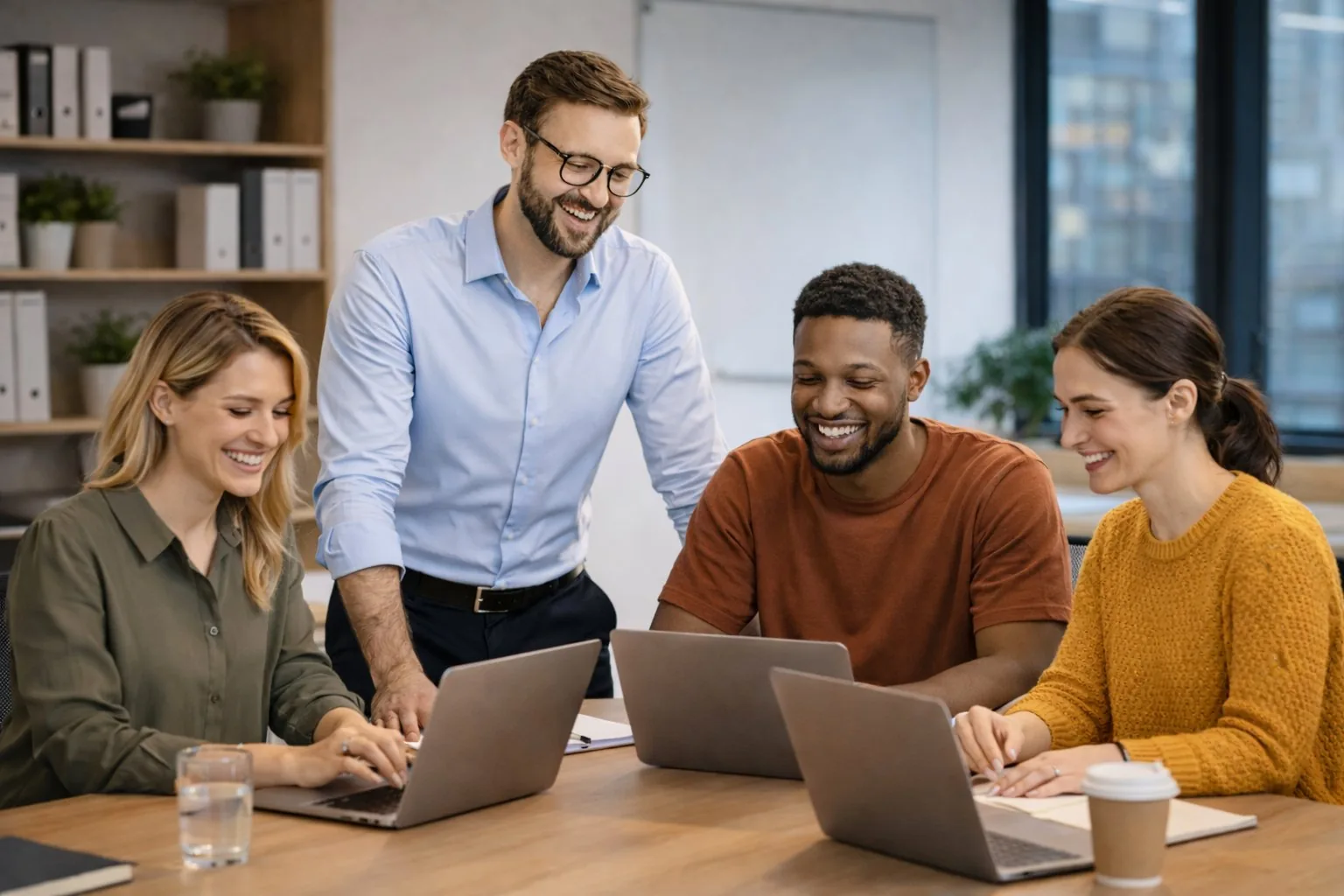 Equipe satisfeita com processos automatizados