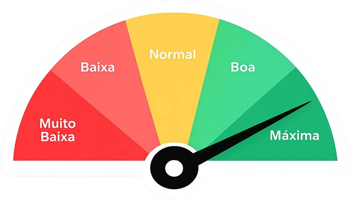 Velocímetro de segurança apontando para Máxima