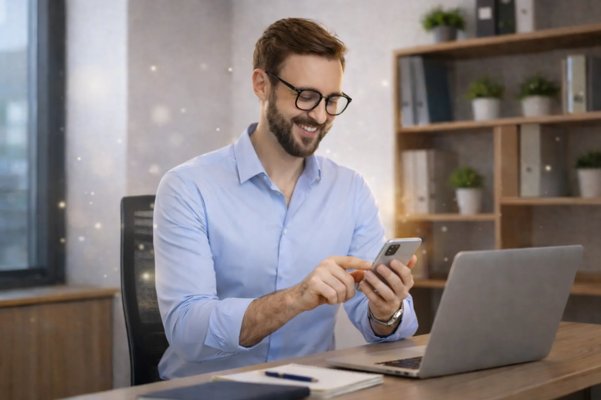 Executivo usando IA conversacional